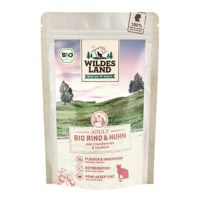 Wildes Land Feline Adult BIO boeuf et poulet avec cannberges 85g - MyStetho Veterinary