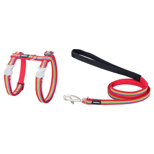 RedDingo Harnais & Laisse pour chat Rainbow rouge XS - MyStetho Veterinary