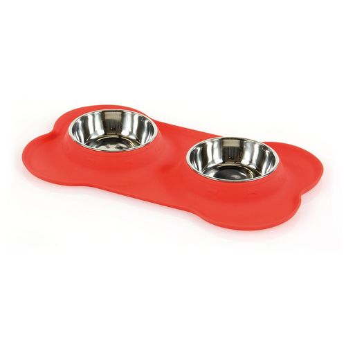 Swisspet Ecuelles dans un bac en silicone, double, M, 2x350ml - MyStetho Veterinary