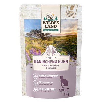 Wildes Land Feline Adult lapin et poulet avec cannberges 100g - MyStetho Veterinary